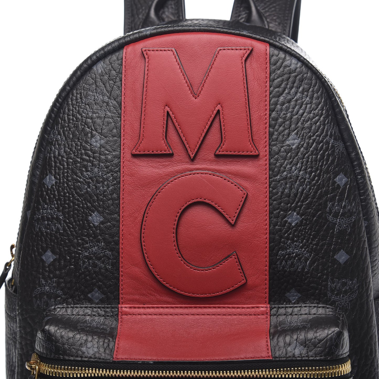 Visetos Medium Stark Logo Stripe Backpack Black Red