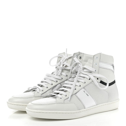 Saint Laurent Metallic Calfskin Mens Perforated Court Classic SL/10H High Top Sneakers 41 Silver 3 of 9