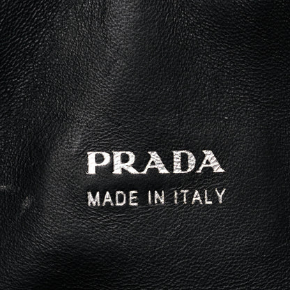 Prada Calfskin Baiadera Striped Shopping Tote Black Fuoco White 5 of 15