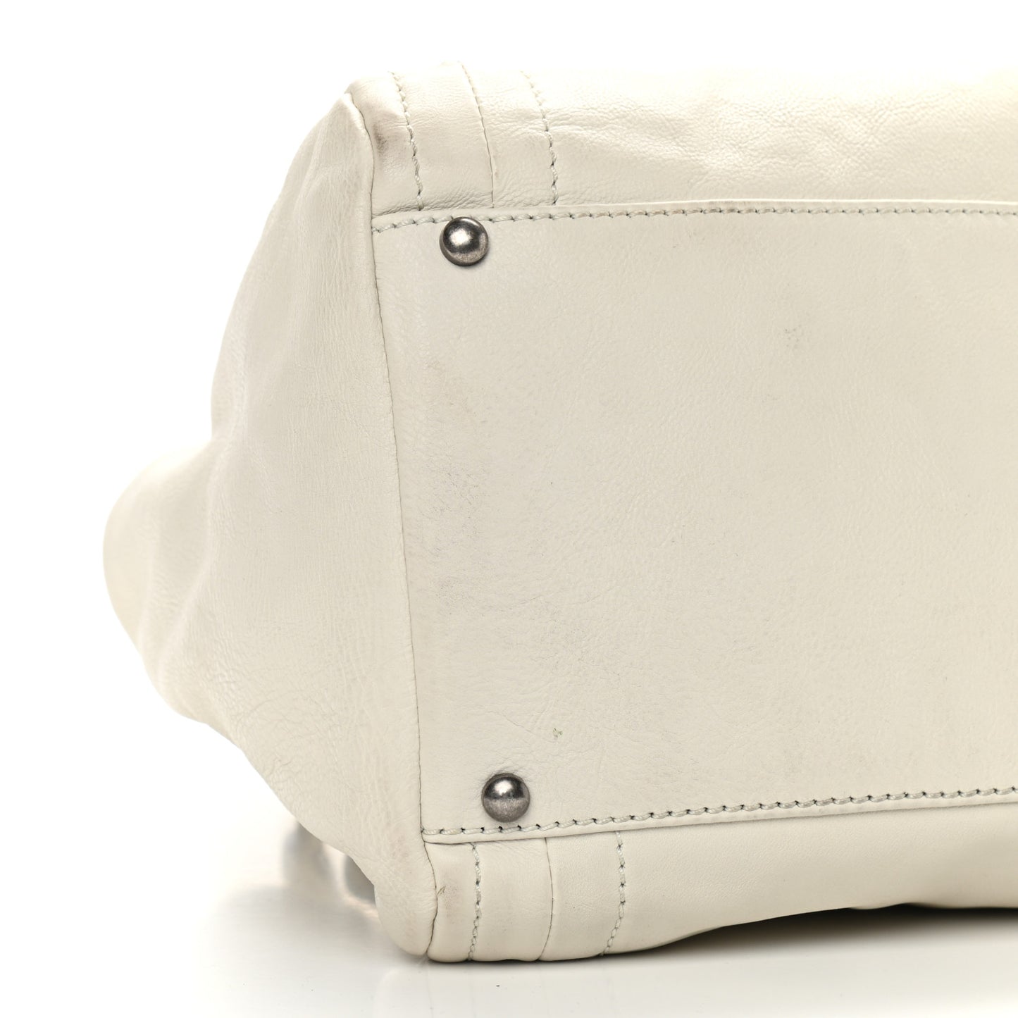 Calfskin Large East West Modern Chain Tote White