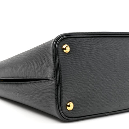 Prada Saffiano Cuir Medium Panier Bucket Bag Black Fuoco 9 of 12
