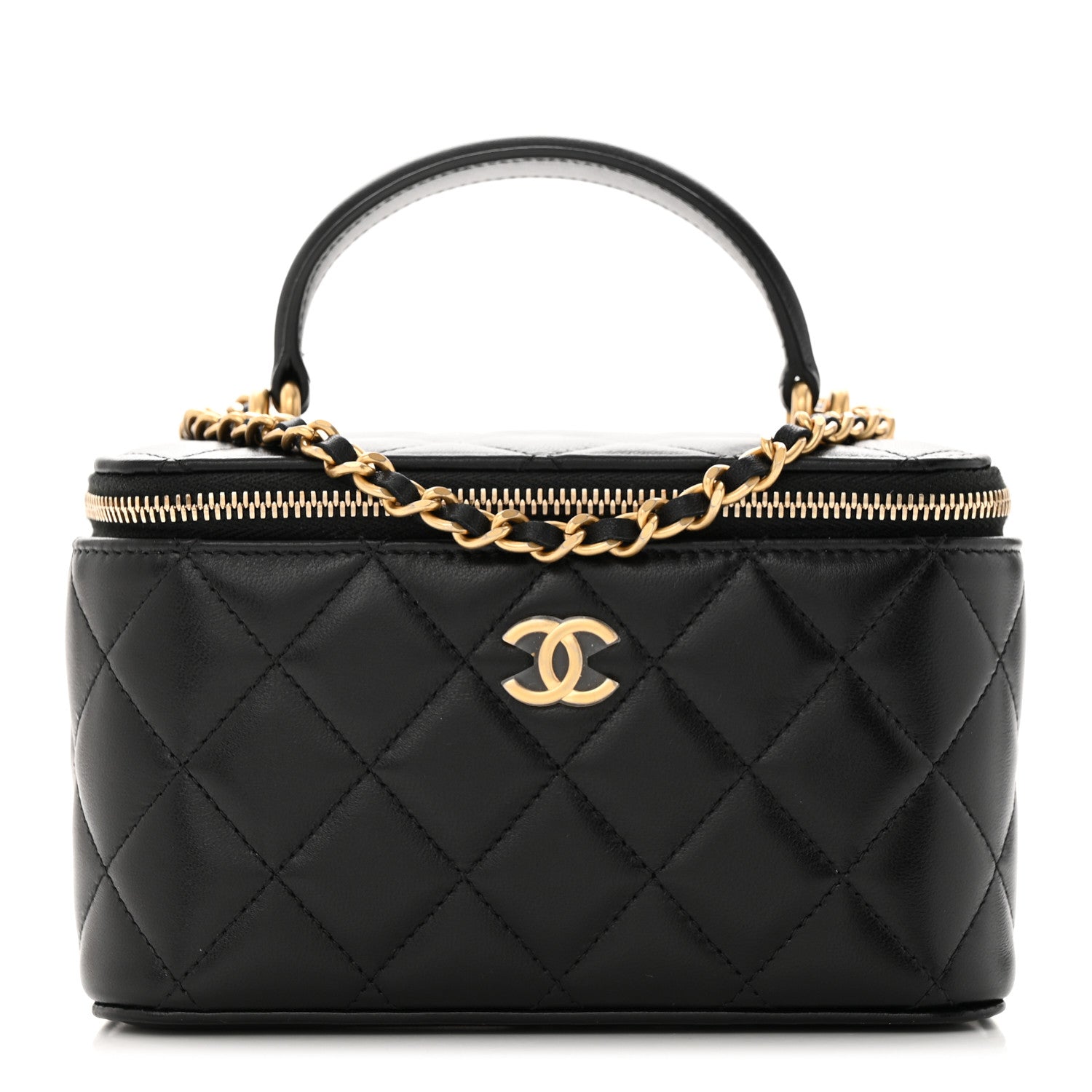 Chanel Lambskin Quilted Small Top Handle Vanity Case With Chain Black 1 of 13