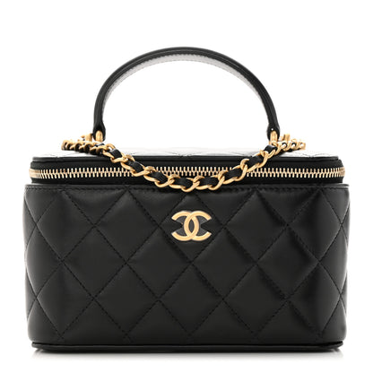 Chanel Lambskin Quilted Small Top Handle Vanity Case With Chain Black 1 of 13