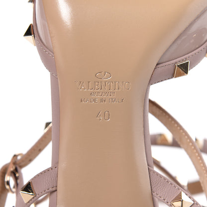Valentino Garavani Patent Rockstud Ankle Strap Low Heel Pumps 40 Poudre 7 of 12