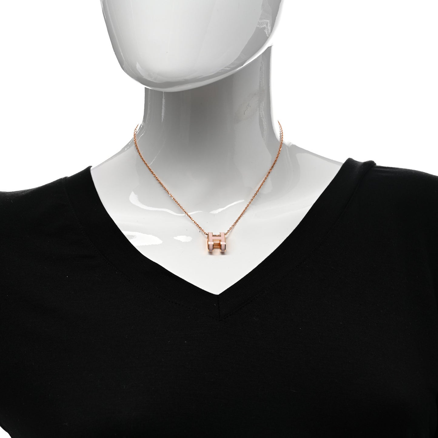 Lacquered Rose Gold Pop H Pendant Necklace Rose Dragee