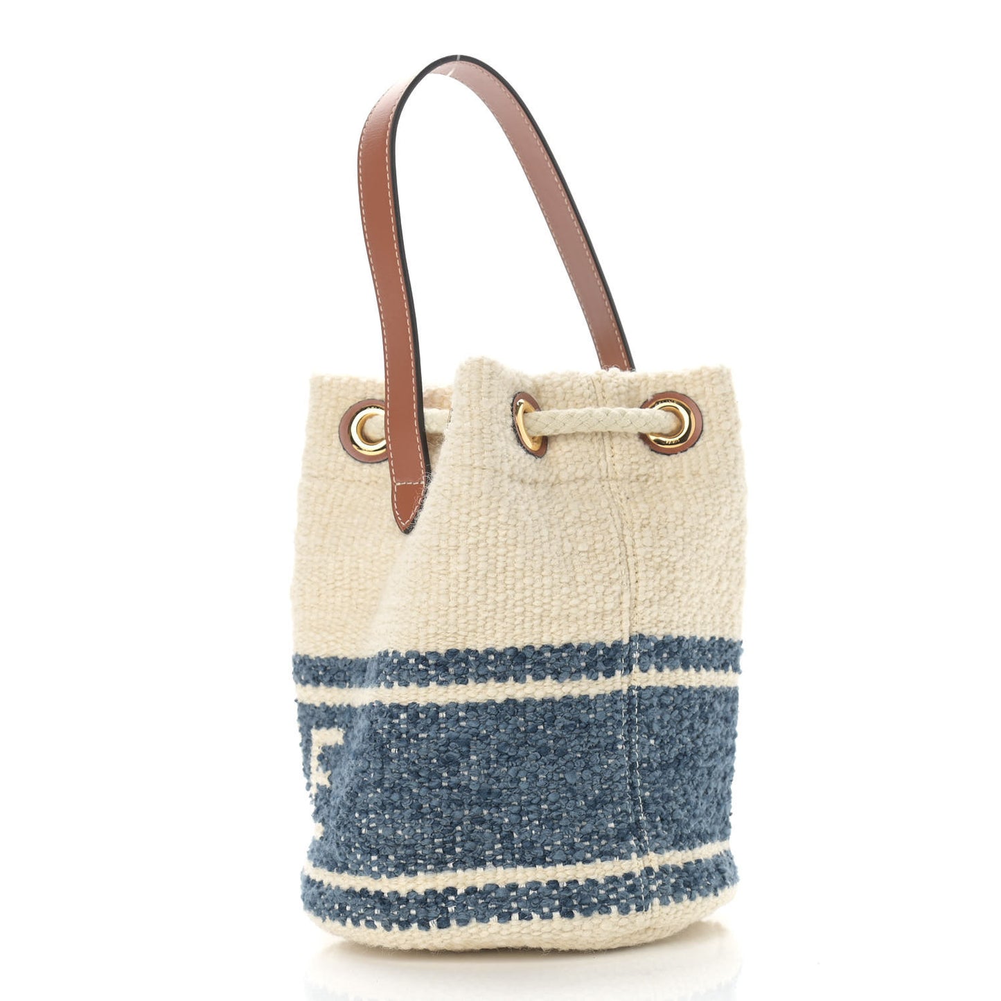 Plein Soleil Textile Calfskin Small Teen Drawstring Bag Cream