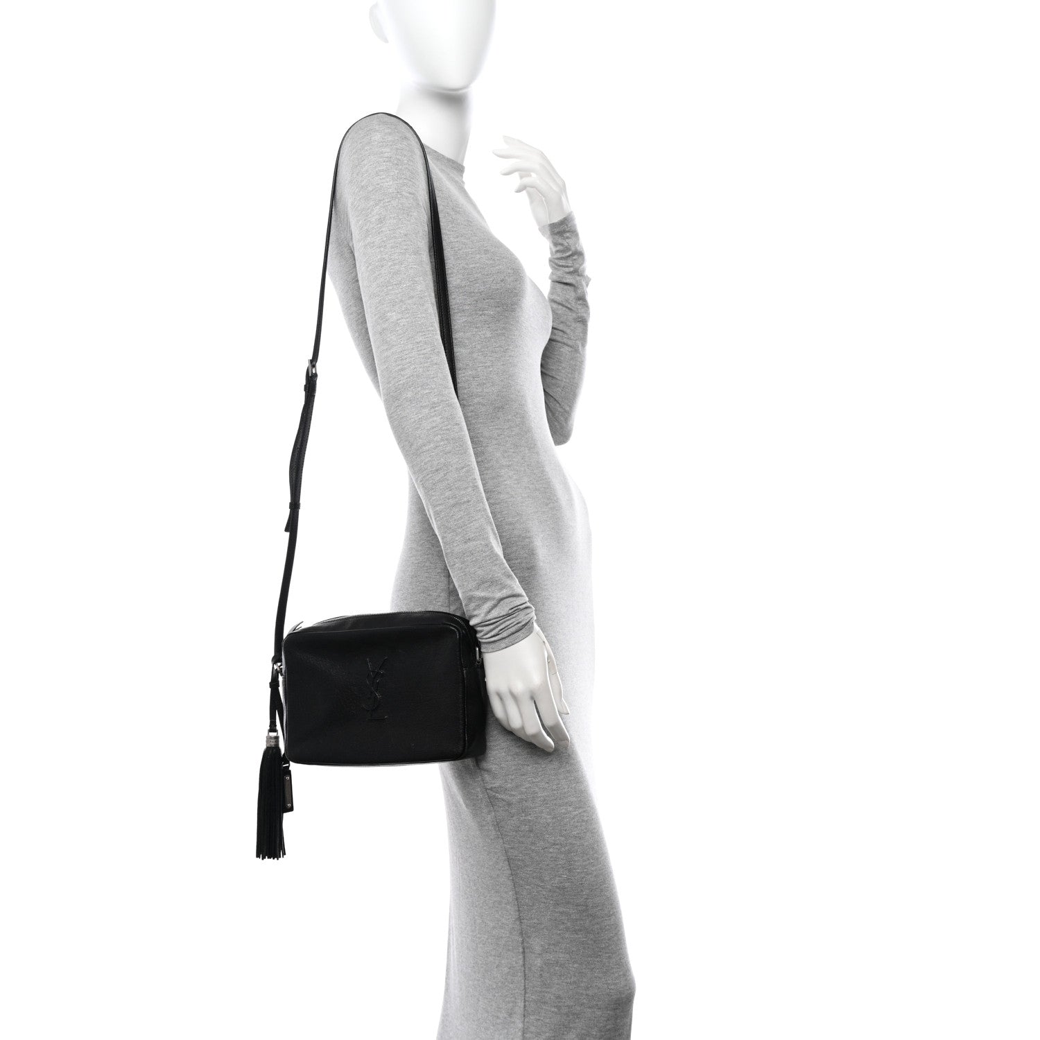 Saint Laurent Lambskin Monogram Small Lou Camera Bag Black 2 of 15