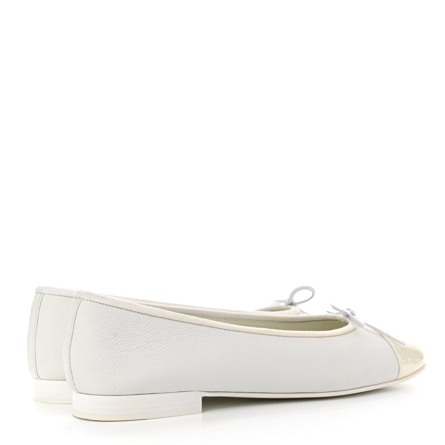Chanel Calfskin Patent Cap Toe CC Ballerina Flats 41 White 4 of 9
