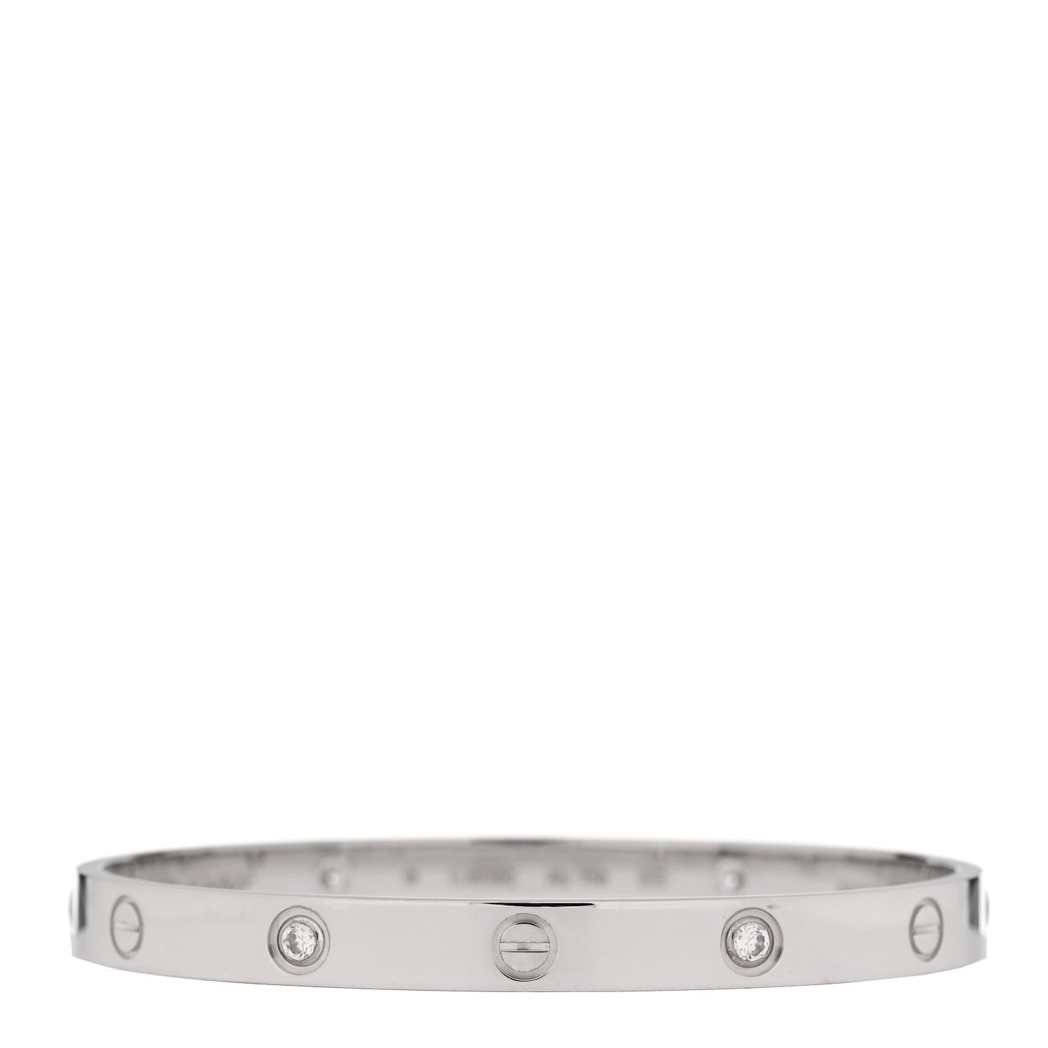 Cartier 18K White Gold 4 Diamond Love Bracelet 18 1 of 10