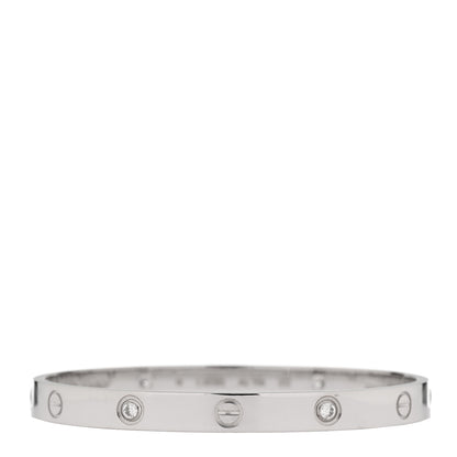 Cartier 18K White Gold 4 Diamond Love Bracelet 18 1 of 10