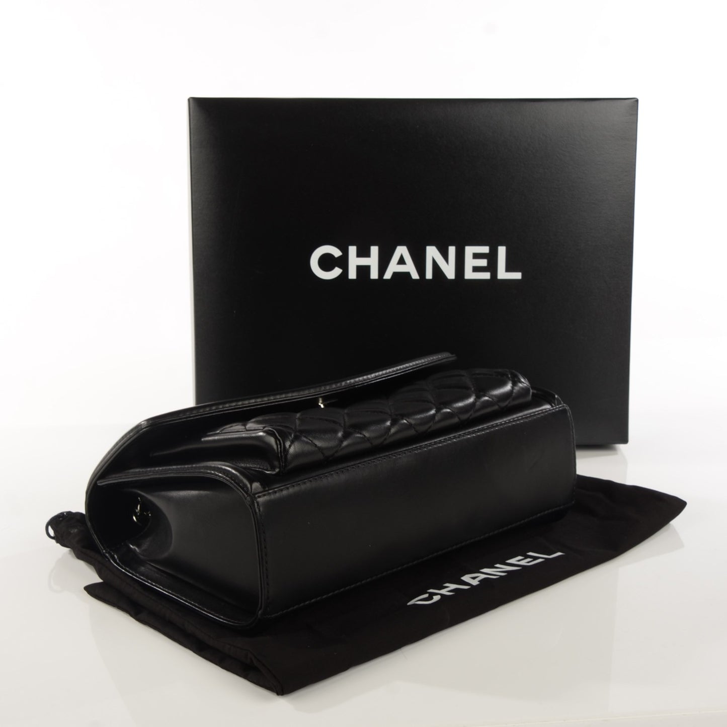Lambskin Quilted Large Geometric Flap Black