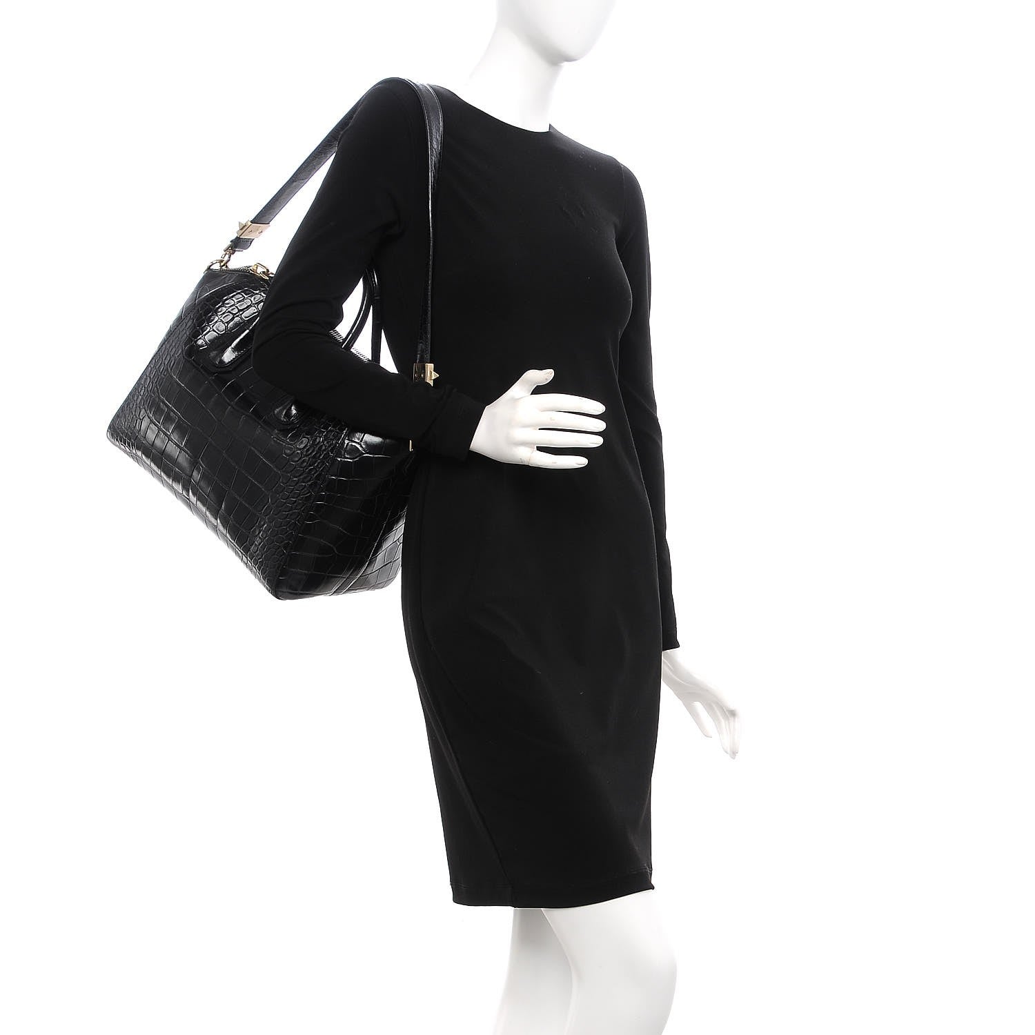 Givenchy Calfskin Crocodile Embossed Medium Antigona Black 2 of 9