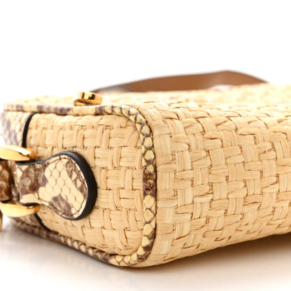 Gucci Raffia Elaphe Mini Ophidia Shoulder Bag Natural Cream Brown 9 of 10