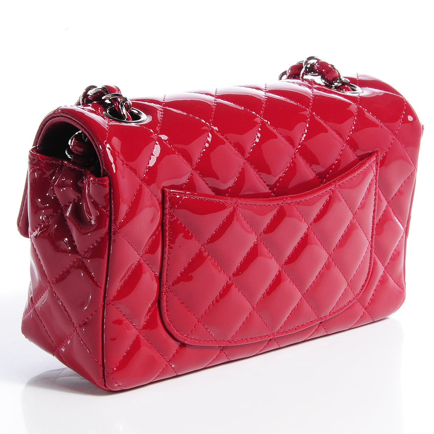 Patent Quilted Mini Flap Red
