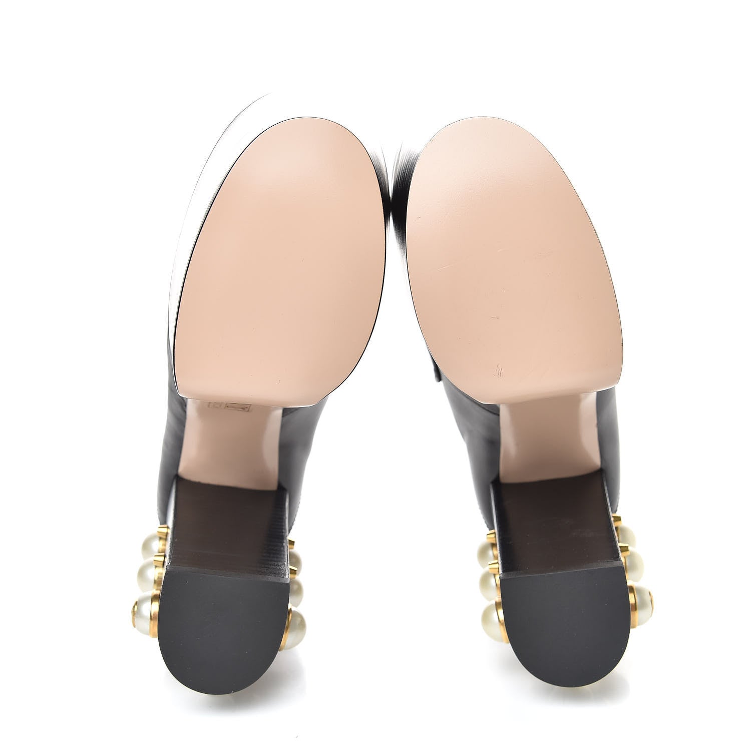 Gucci Malaga Kid Pearl Studded Vegas Platform Loafers 37.5 Black 5 of 9