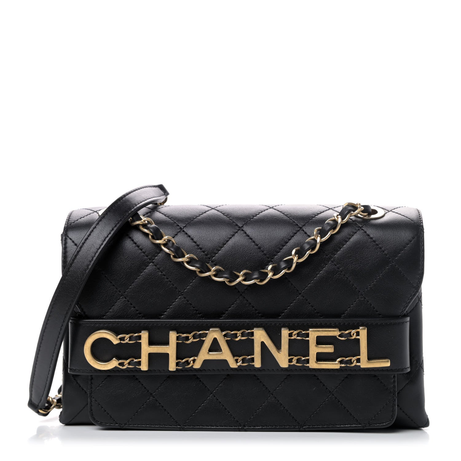 Chanel Calfskin Quilted Enchained Flap Black 1 of 4