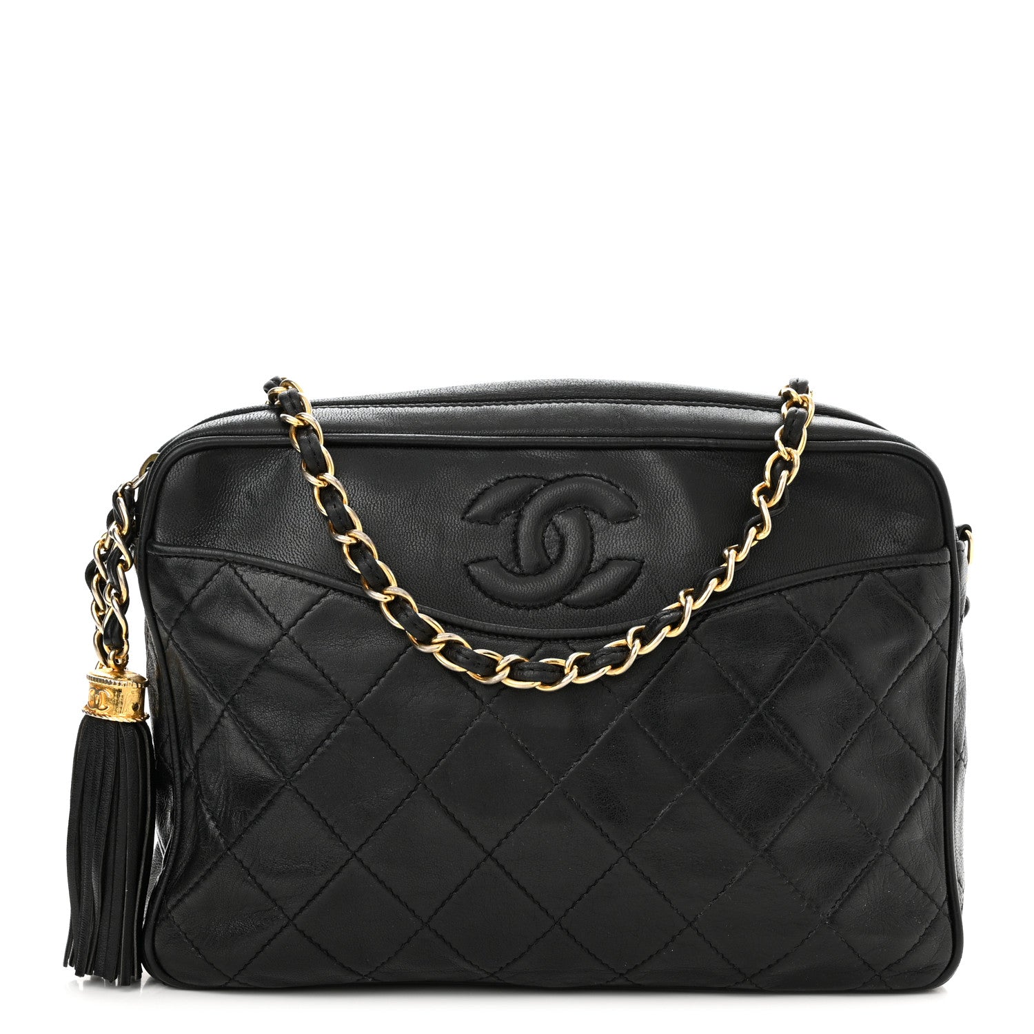 Chanel Lambskin Quilted Tassel Camera Case Black 1 of 10