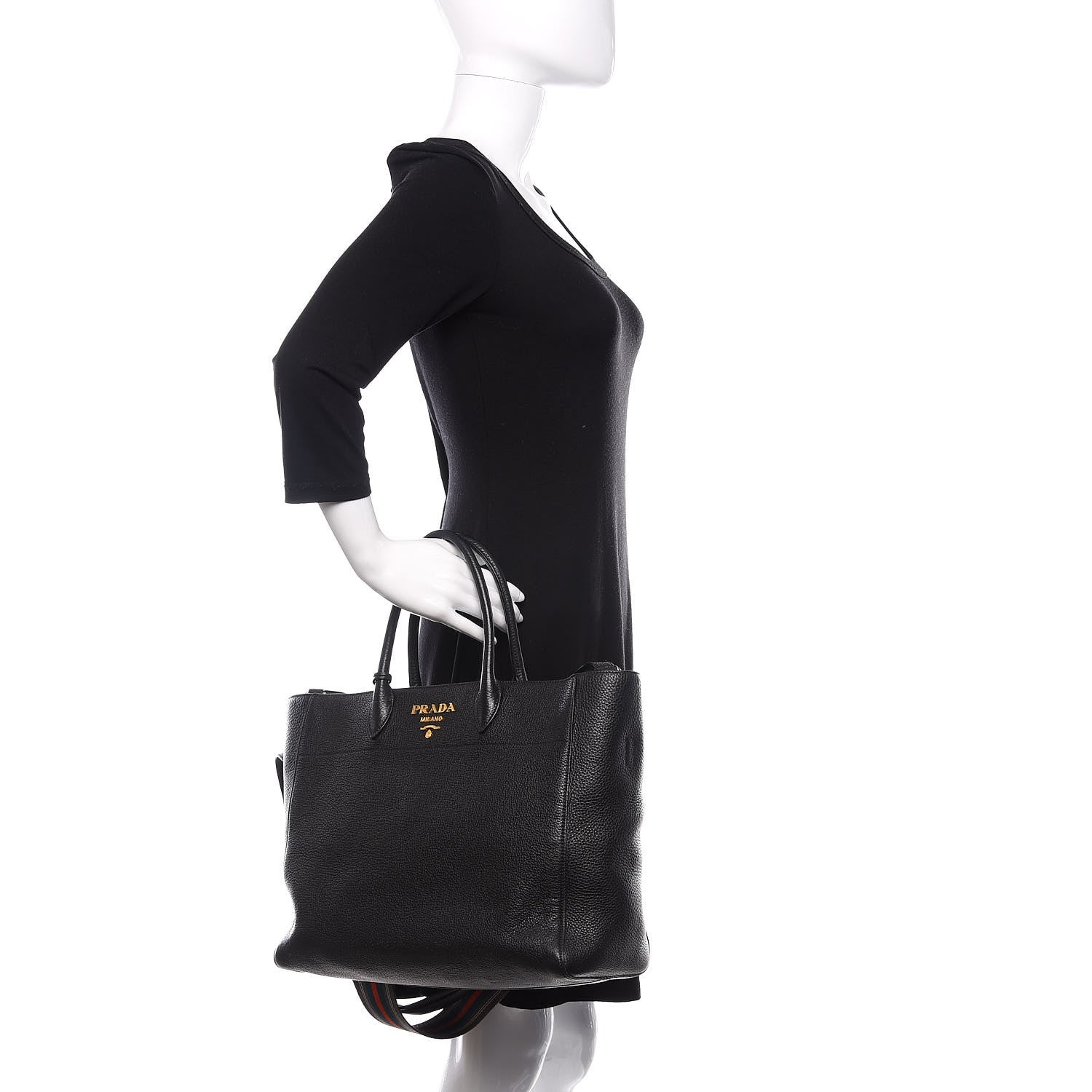 Prada Vitello Daino Tote Black 3 of 11