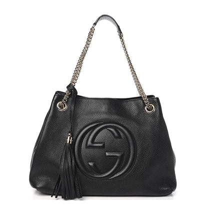 Gucci Pebbled Calfskin Medium Soho Chain Shoulder Bag Black 1 of 9