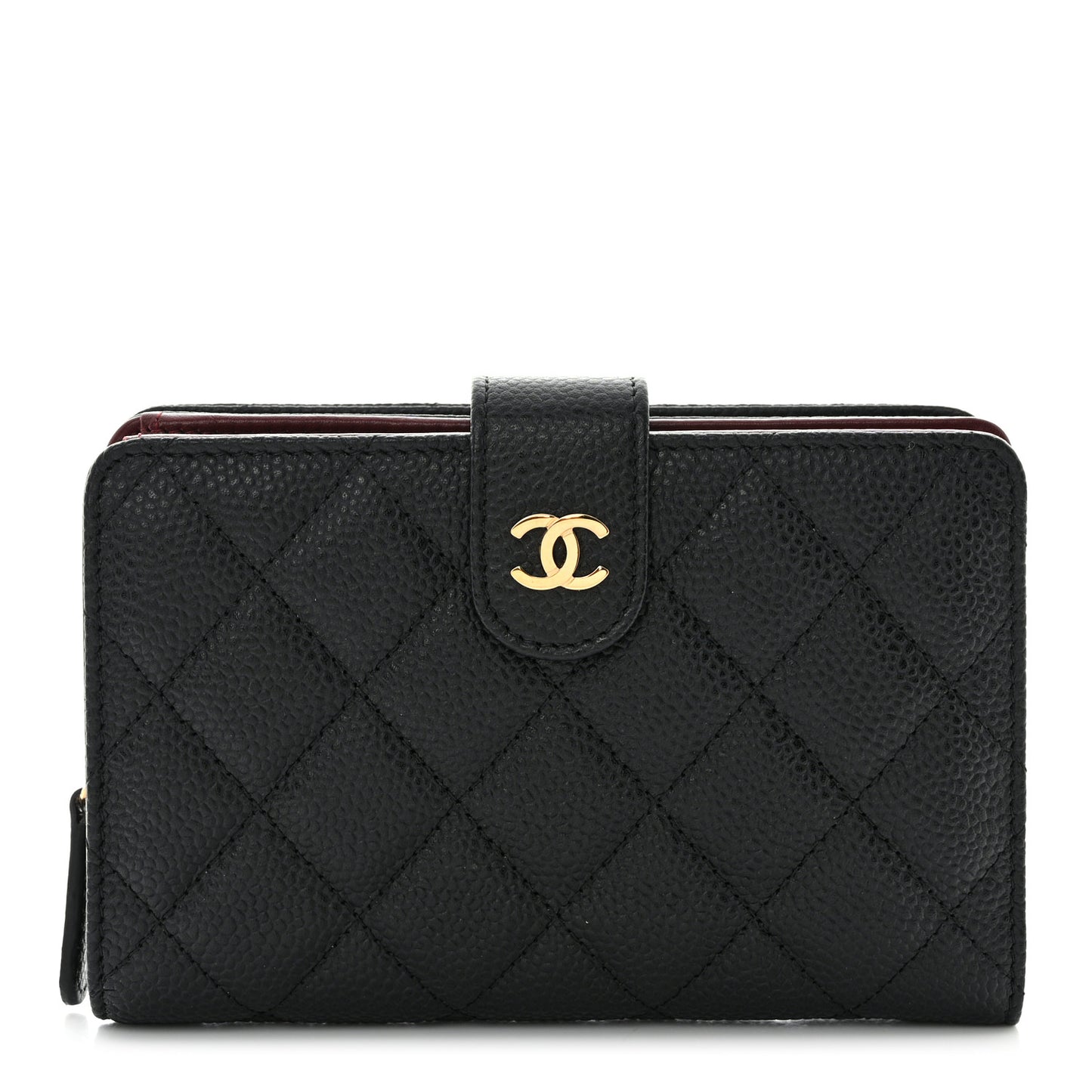 Caviar Quilted Zipped Pocket Wallet Black