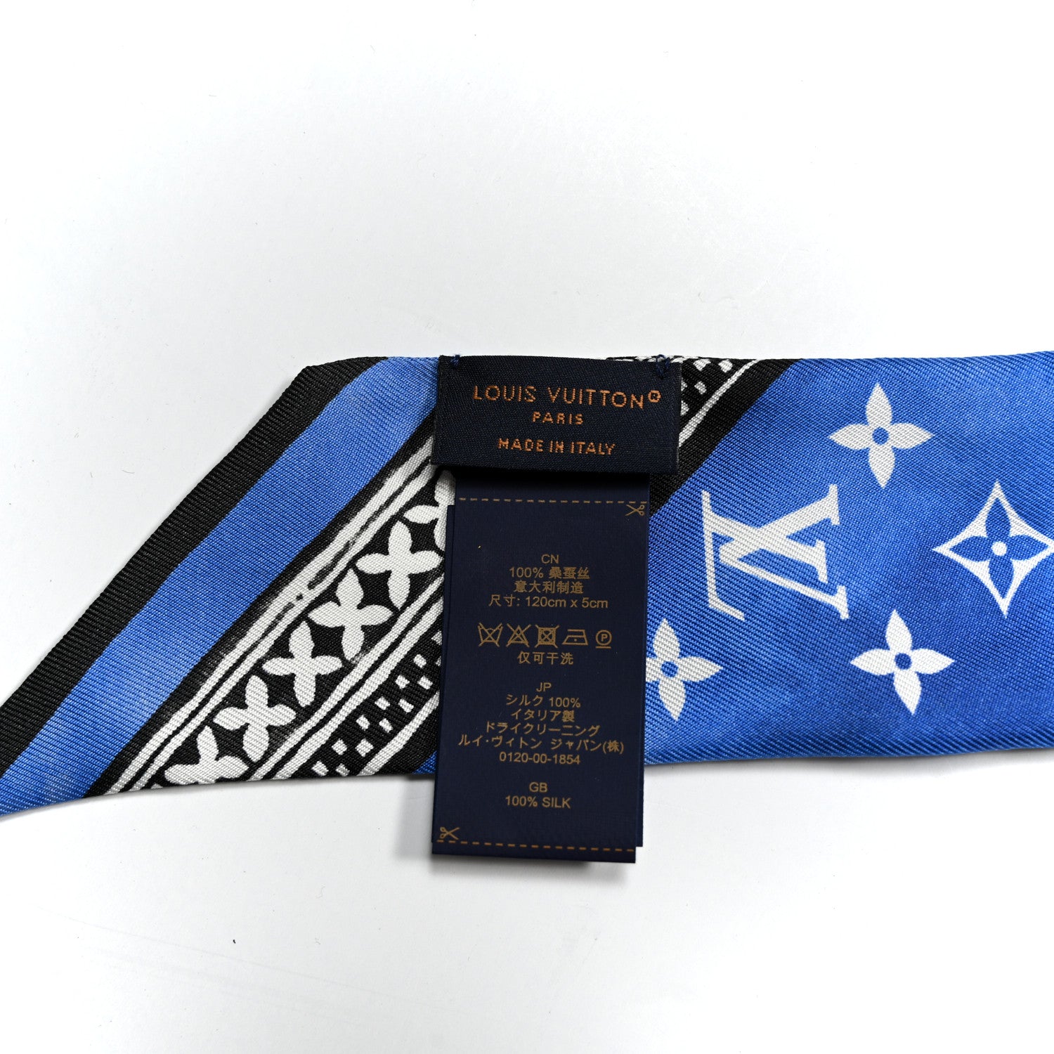 Louis Vuitton Silk Monogram Flower Tile BB Bandeau Blue Blue 2 of 3