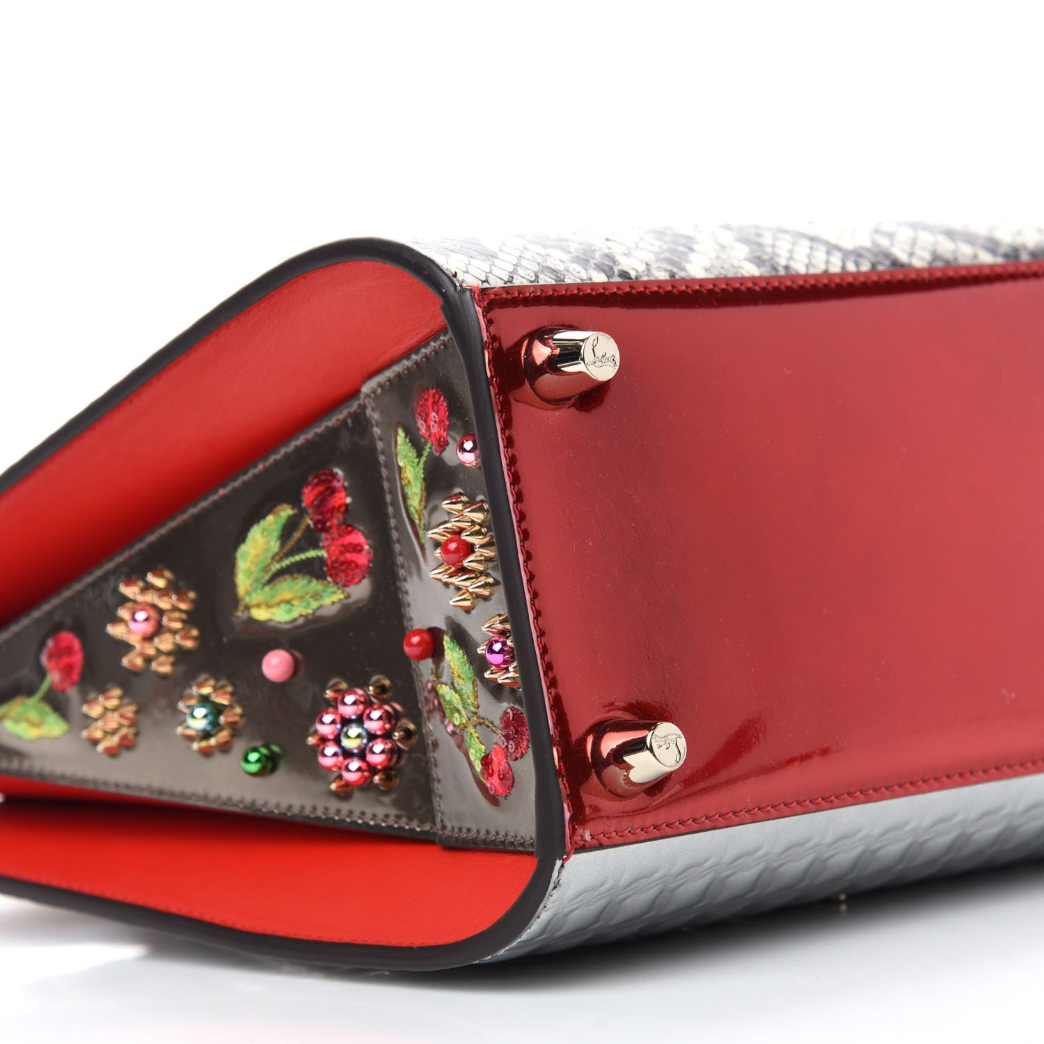 Christian Louboutin Watersnake Specchio Small Cherry Paloma Roccia Silver 6 of 9