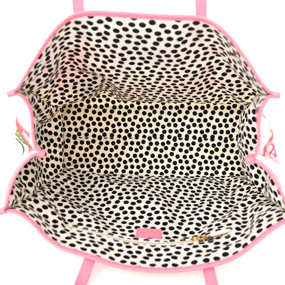 Dolce & Gabbana Canvas Floral Printed Tote White Pink 5 of 12