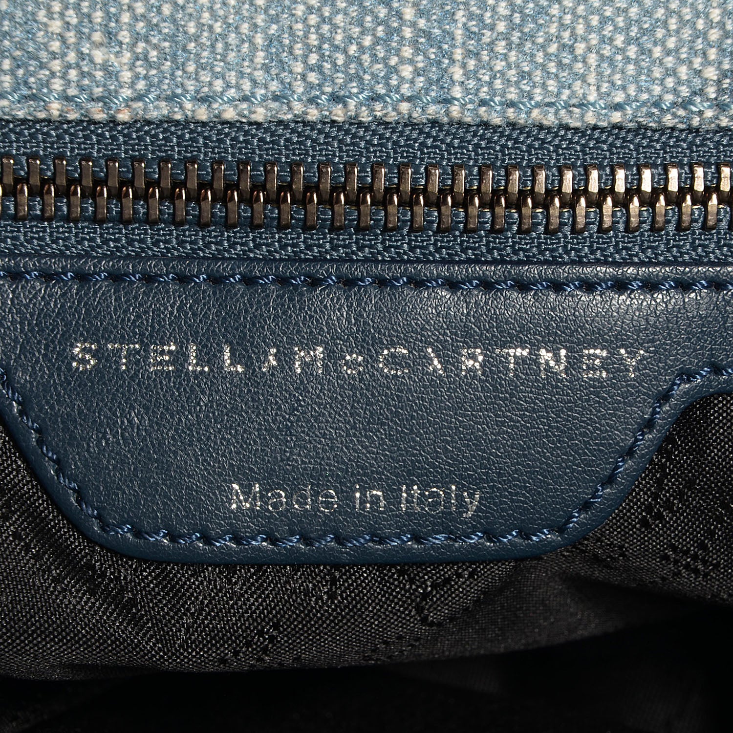 Stella McCartney Faux Leather Denim Shaggy Deer Camo Backpack Bag Pale Blue 6 of 8
