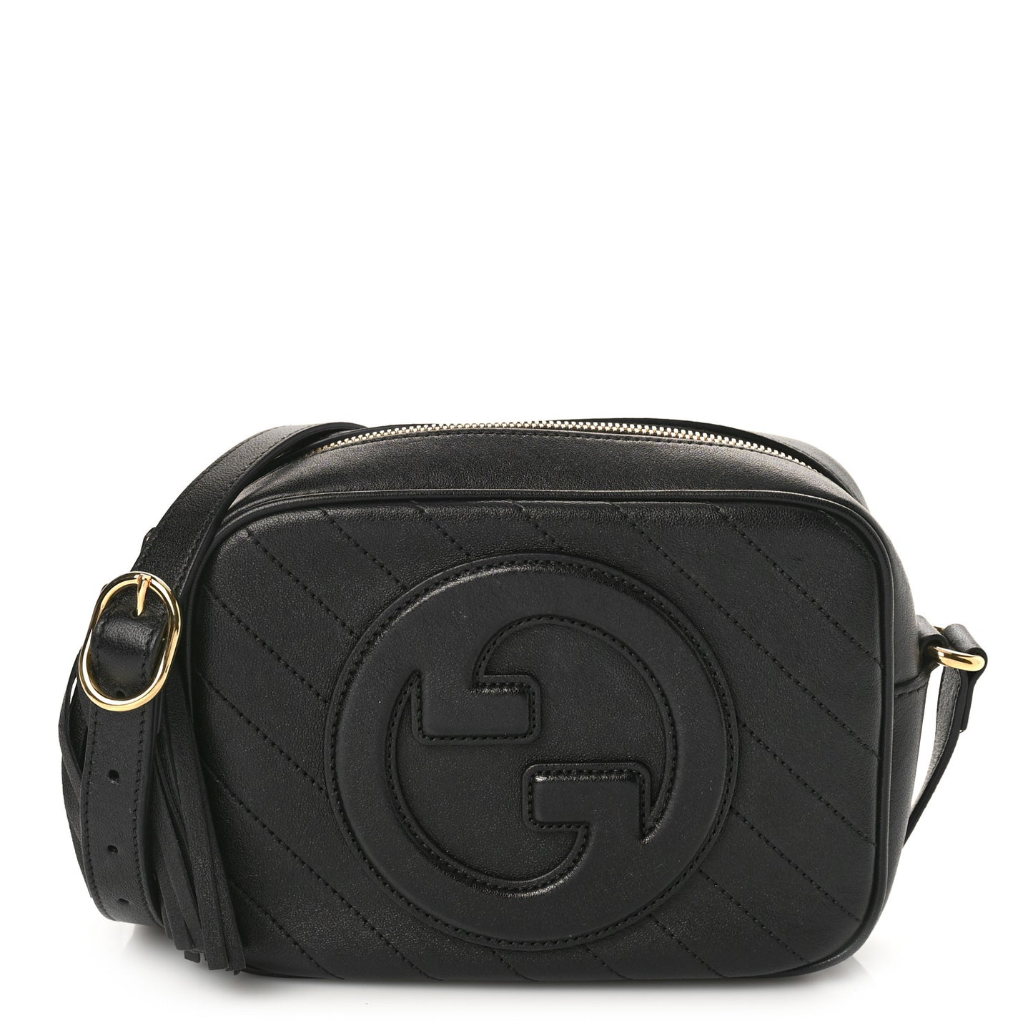 Sakai Be Green Calfskin Diagonal Stitched Small Blondie Shoulder Bag Black