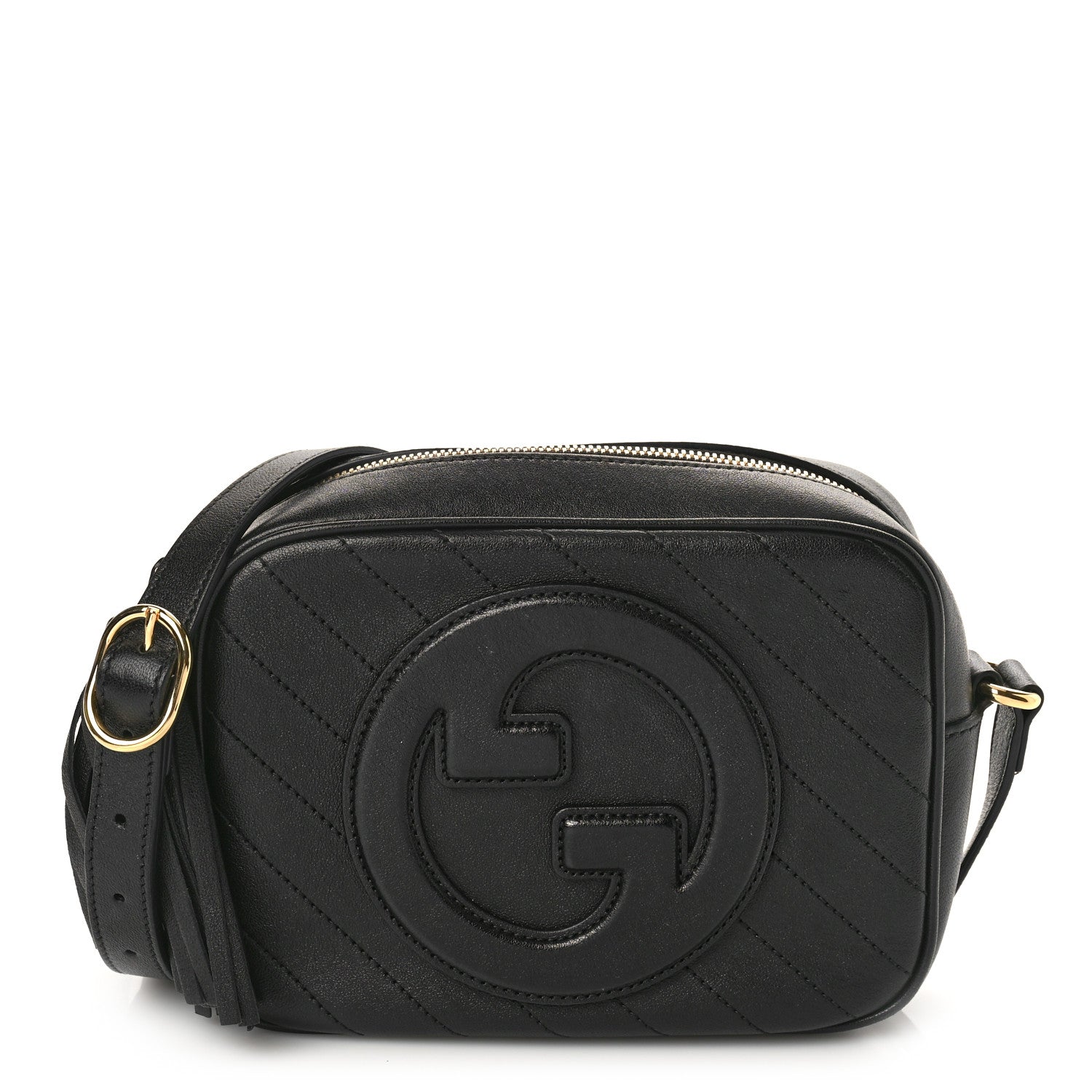 Gucci Sakai Be Green Calfskin Diagonal Stitched Small Blondie Shoulder Bag Black 1 of 8