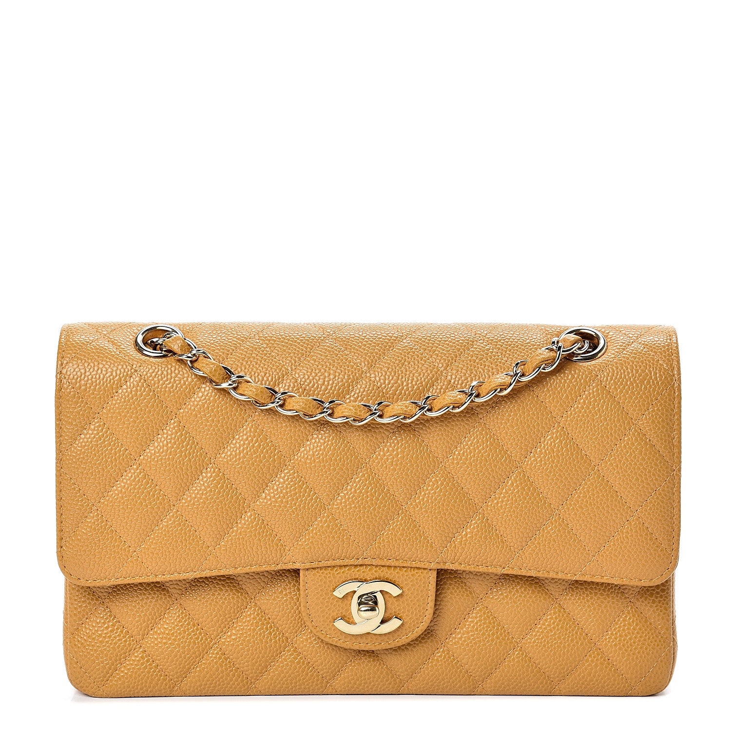 Chanel Caviar Quilted Medium Double Flap Yellow 1 of 11