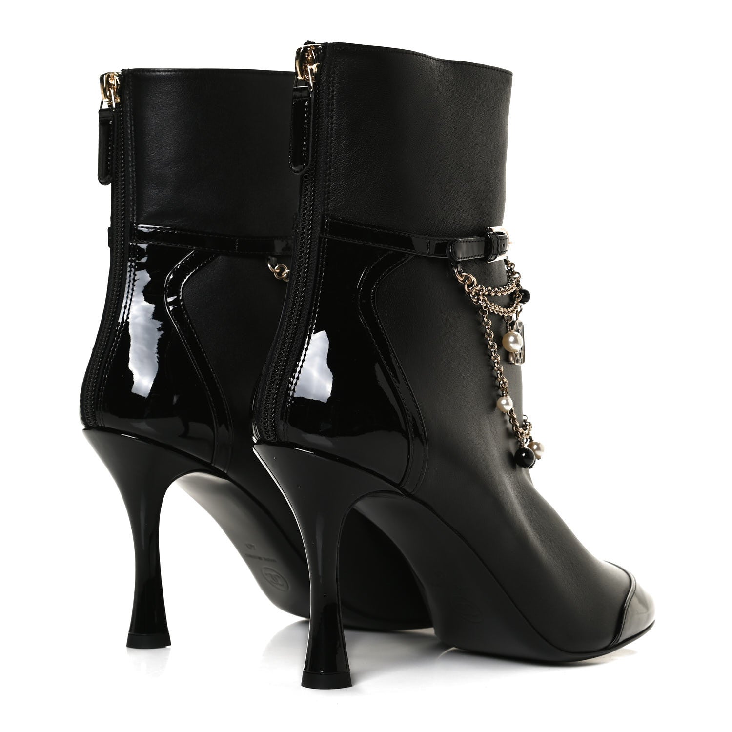 Chanel Lambskin Patent Calfskin Ankle Boots 40 Black 4 of 13