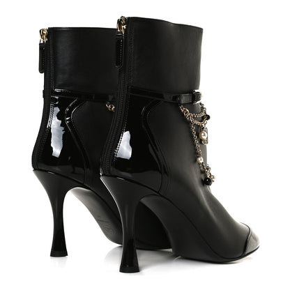 Chanel Lambskin Patent Calfskin Ankle Boots 40 Black 4 of 13