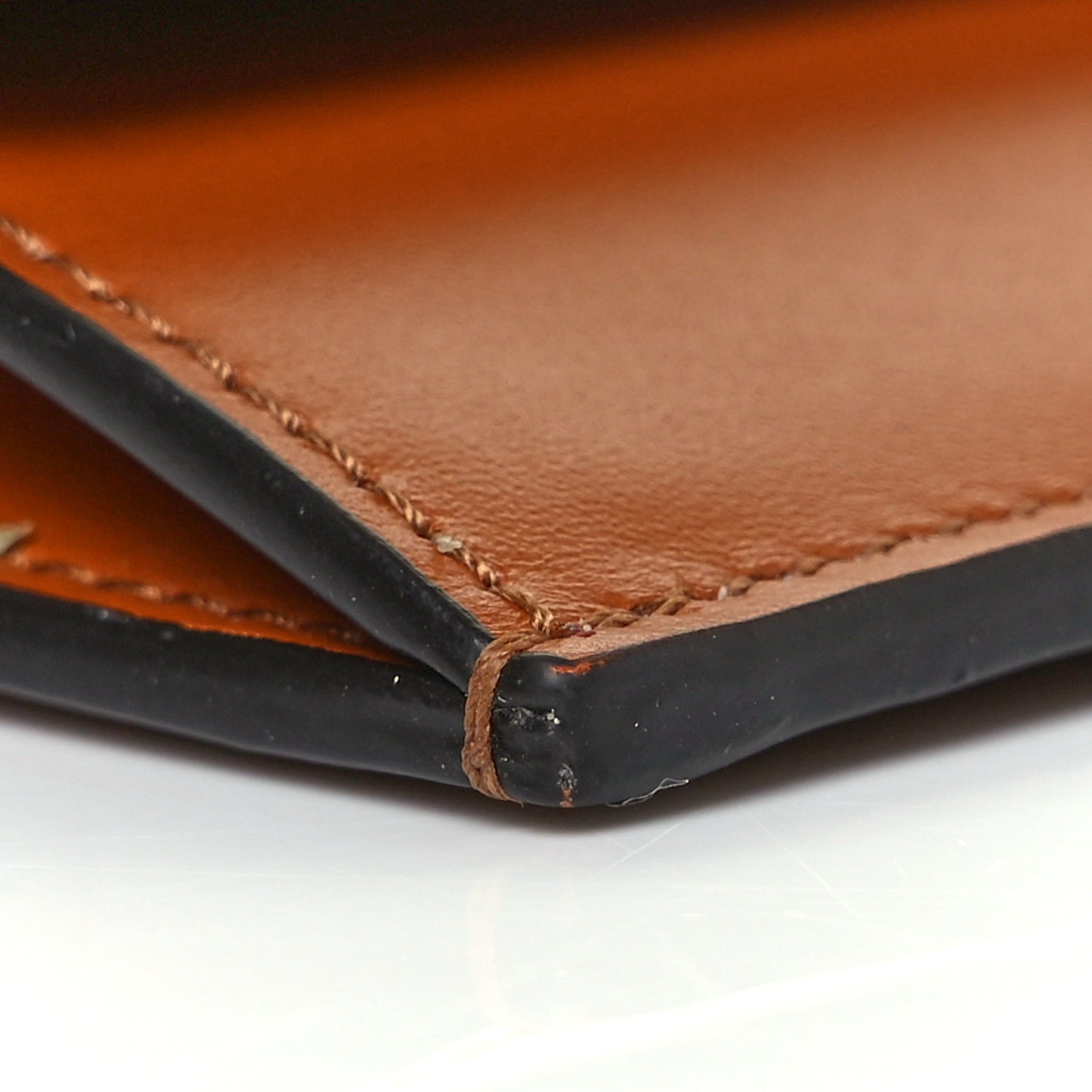 Vitello King Tamponato Logo Embossed Fold Over Card Holder Wallet Cuoio
