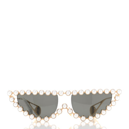 Gucci Metal Pearl Cat Eye Sunglasses GG0364S Gold 2 of 8