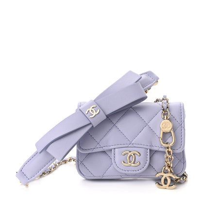Chanel Lambskin Quilted Flap Bow Chain Waist Bag Purple 1 of 11
