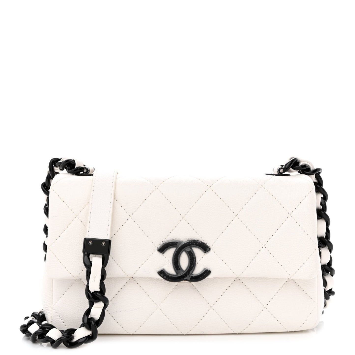 Caviar Quilted My Everything Small Flap White Black