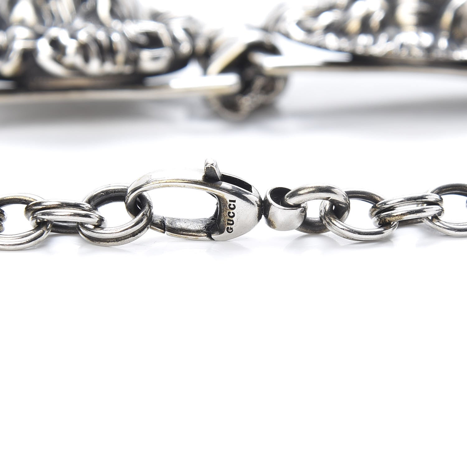 Gucci Metal Lion Heads Necklace Aged Silver 5 of 6