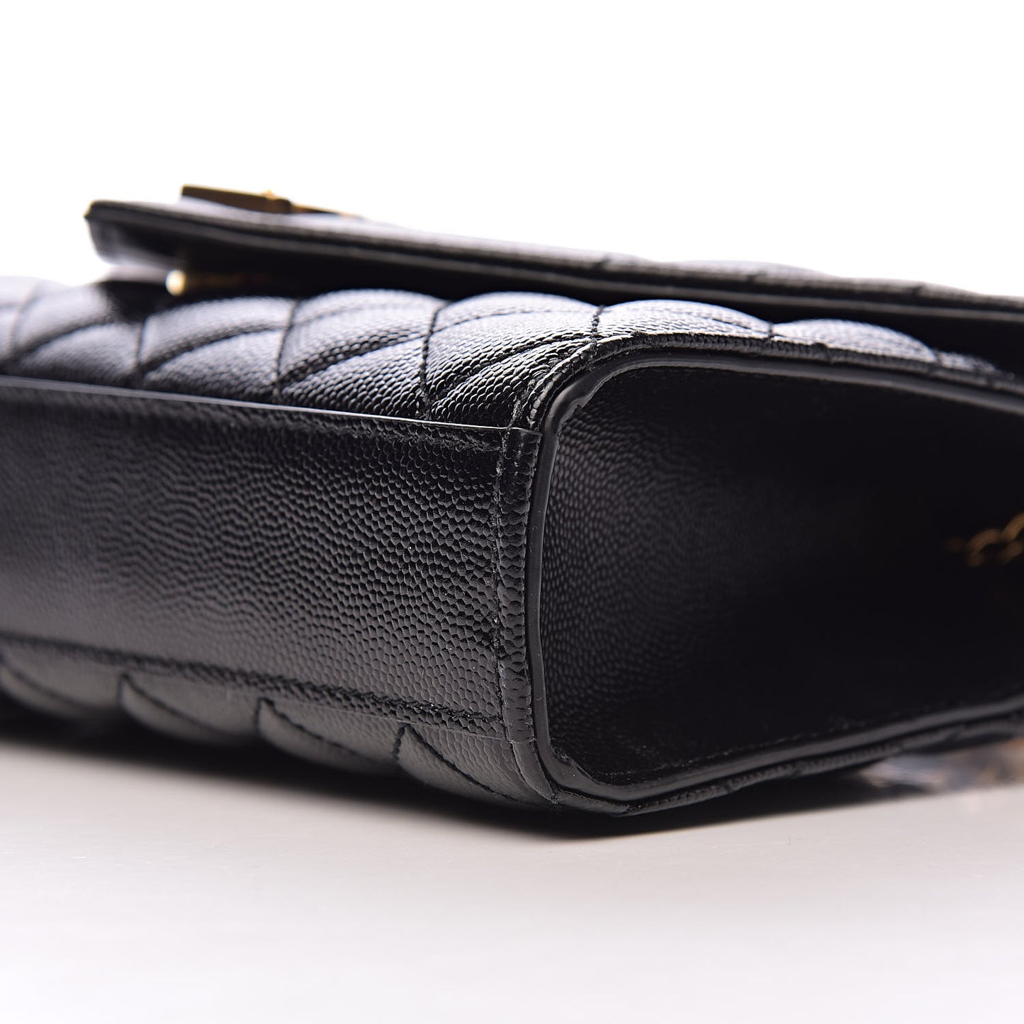 Grain De Poudre Textured Mixed Matelasse Triquilt Small Monogram Satchel Black