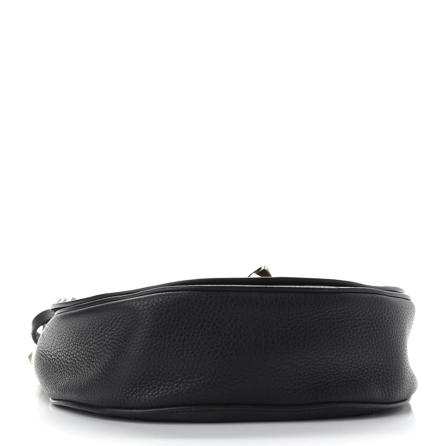 Grained Calfskin Rockstud Saddle Bag Black
