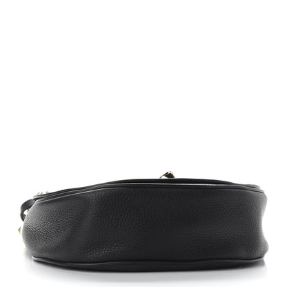 Valentino Garavani Grained Calfskin Rockstud Saddle Bag Black 4 of 8