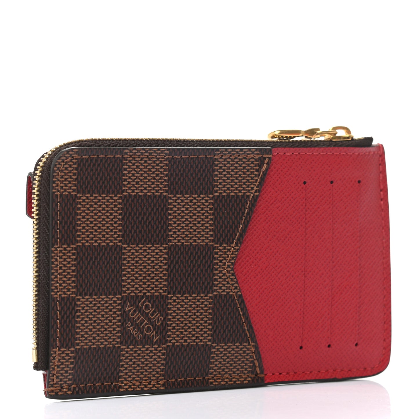 Damier Ebene Recto Verso Card Holder Red