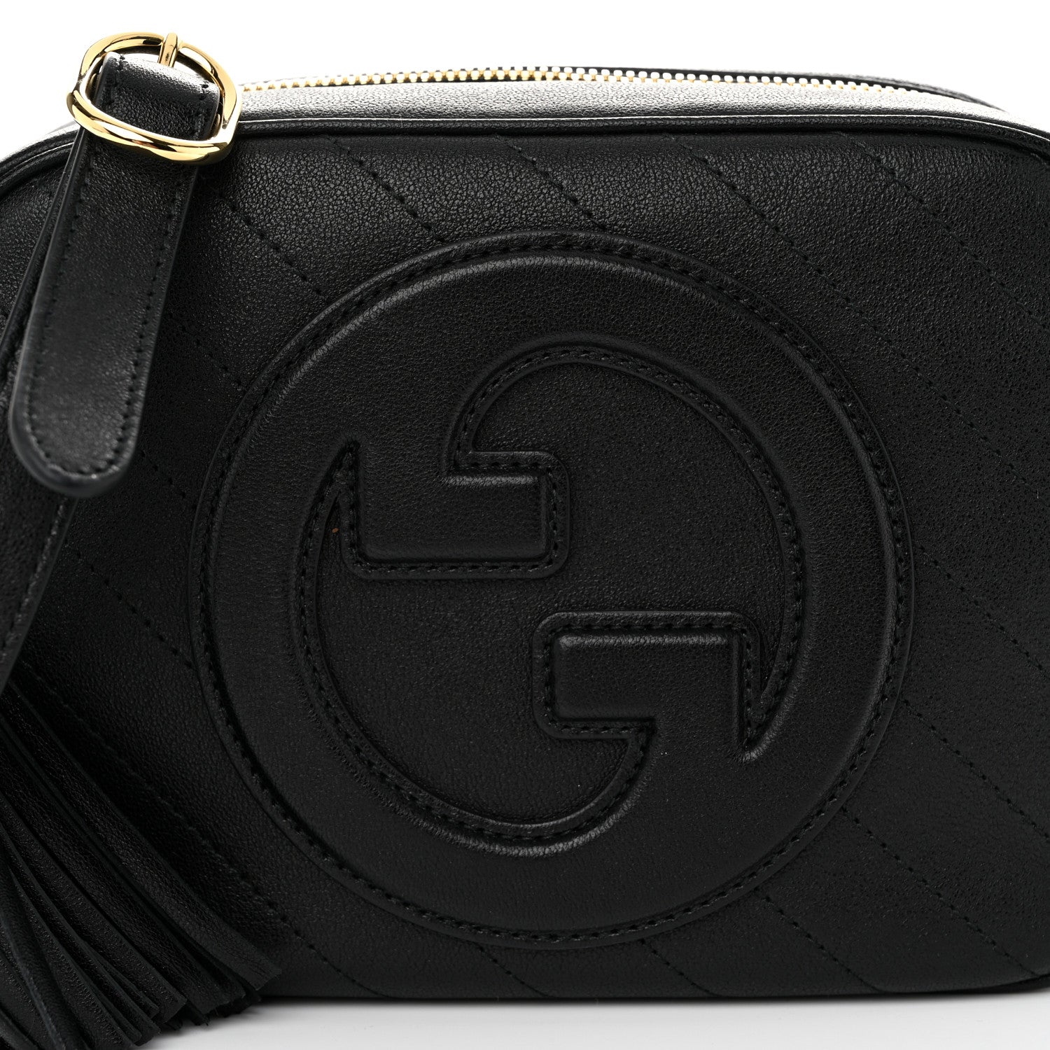 Gucci Sakai Be Green Calfskin Diagonal Stitched Small Blondie Shoulder Bag Black 8 of 10