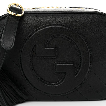 Gucci Sakai Be Green Calfskin Diagonal Stitched Small Blondie Shoulder Bag Black 8 of 10