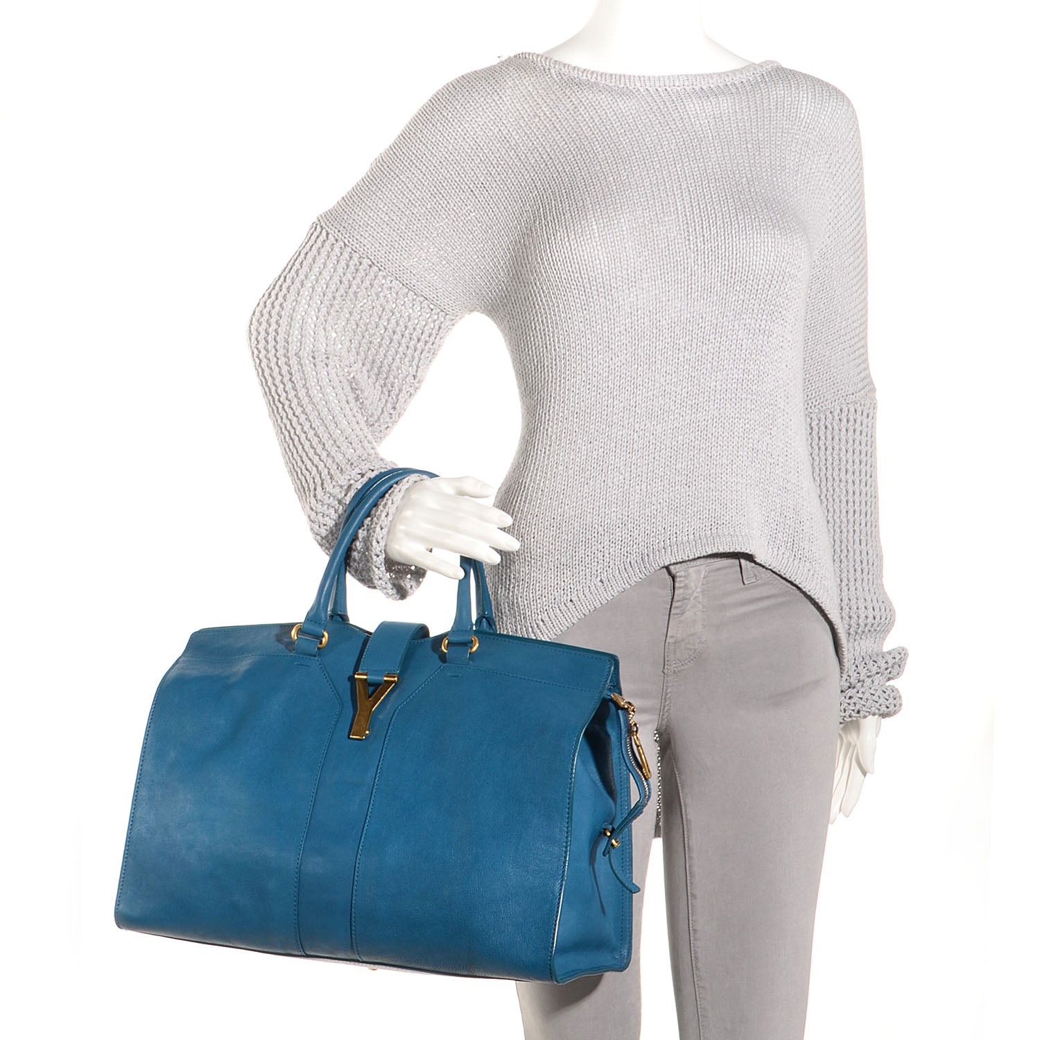 Saint Laurent Sheepskin Large Cabas ChYc Blue 2 of 9