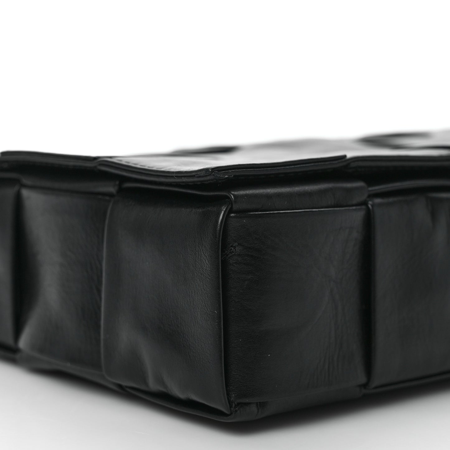 Paper Calfskin Maxi Intreccio Cassette Crossbody Bag Black