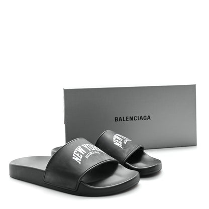 Balenciaga Rubber New York Pool Slide Sandals 40 Black 9 of 9