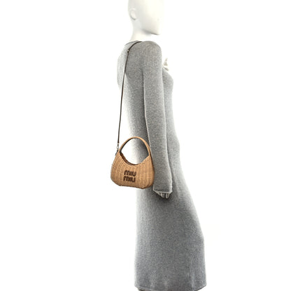 Miu Miu Wicker Wander Hobo Tan 2 of 10