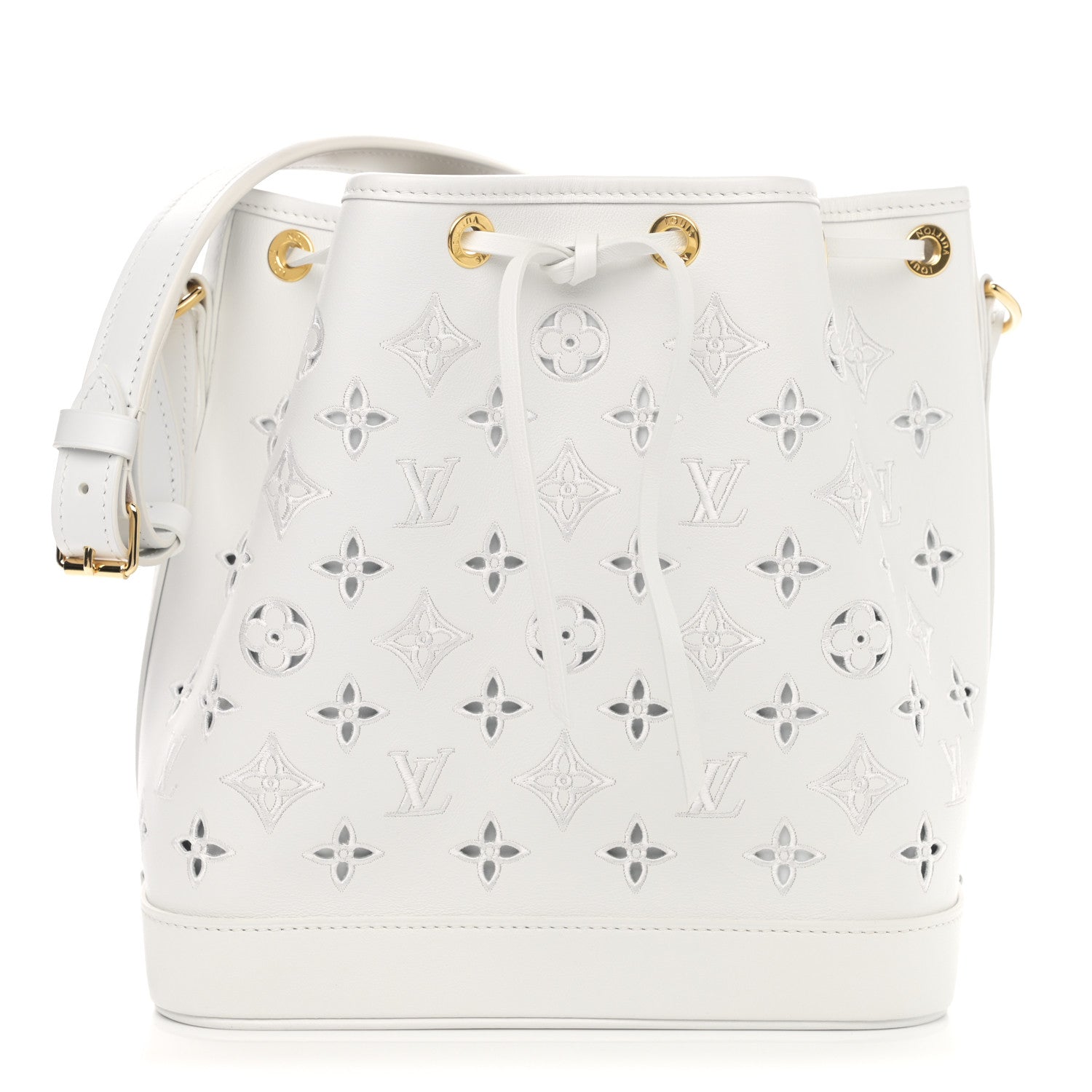 Louis Vuitton Calfskin Monogram Cutout Petit Noe White 1 of 10