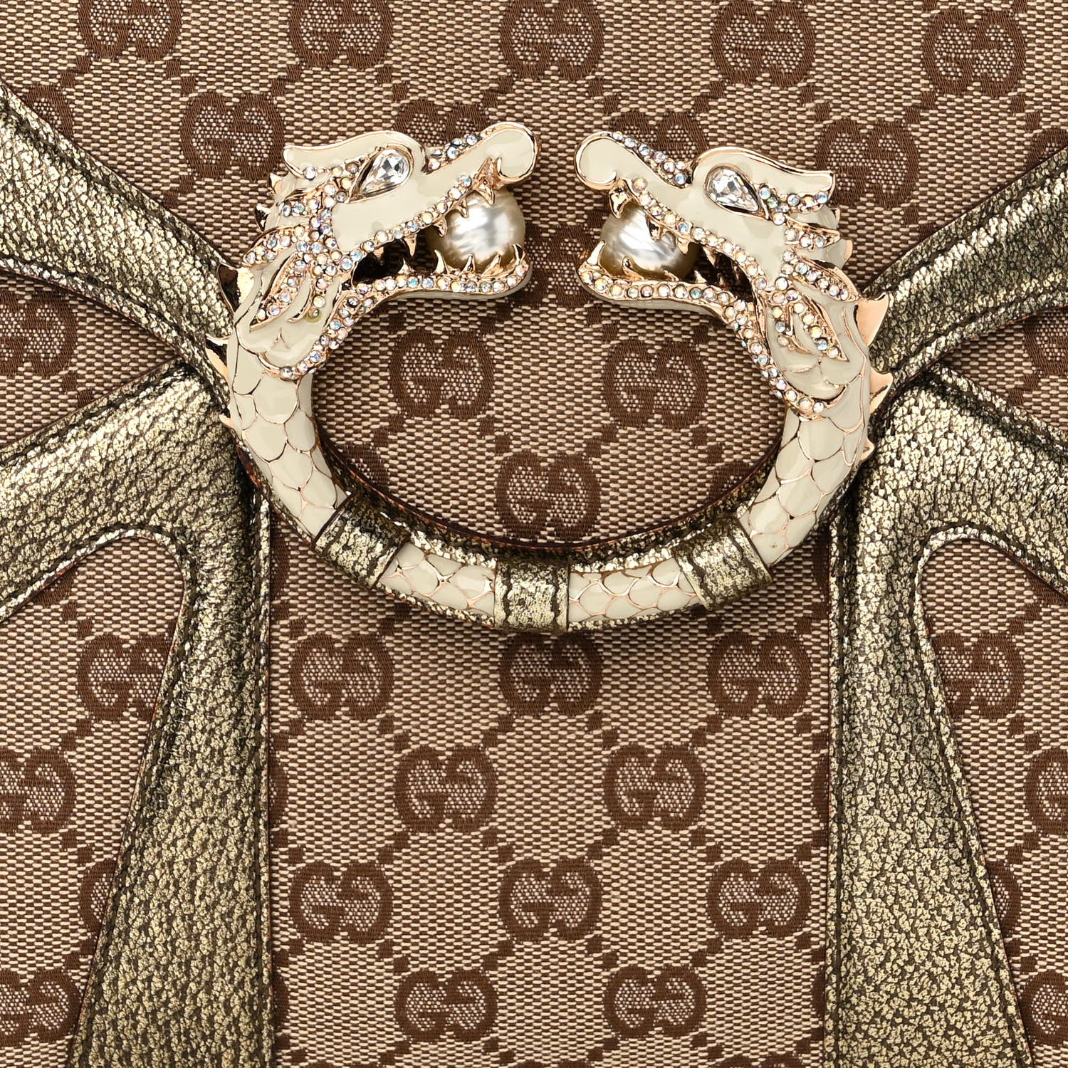 Gucci Monogram Tom Ford Jeweled Dragon Bag Gold 8 of 10